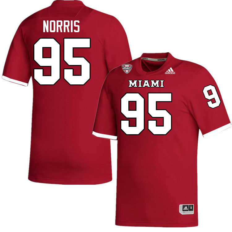 Miami University Redhawks #95 Dalton Norris College Football Jerseys Stitched-Red